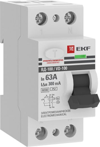 УЗО 300МА двухполюсный EKF PROX 2P 63А