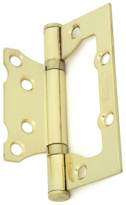 Дверная петля универсальная накладная ФАБРИКА ЗАМКОВ 100х75 мм латунь