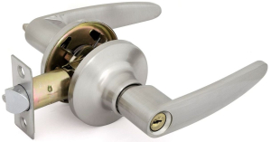 Дверная ручка-защелка ФАБРИКА ЗАМКОВ 3501E с ключом и фиксатором матовый никель