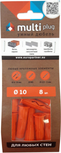 Дюбель универсальный распорный ЕВРОПАРТНЕР MULTI Plug 10x40 мм 8 шт