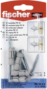 Дюбель универсальный распорный Fischer PD 10х28 мм с шурупом 5 шт