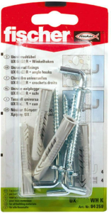 Дюбель универсальный распорный Fischer UX 10x60 мм с прямым крюком 2 шт