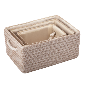Набор корзин для хранения текстиль бежевый 3 шт