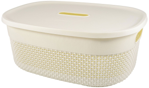 Корзина с крышкой Plast Team Oslo полипропилен молочная 152х292х388 мм 12 л