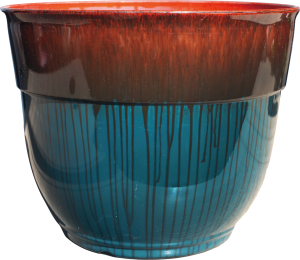 Кашпо d38,1 см пластиковое античное синее