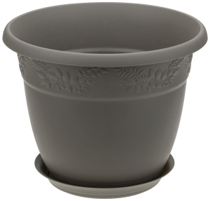 Кашпо IDEA РЯБИНА d13 см 0,8 л полипропиленовое серое с поддоном