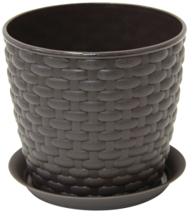 Кашпо IDEA Ротанг d13,5 см 1 л полипропиленовое коричневое с поддоном