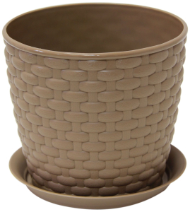 Кашпо IDEA Ротанг d15,5 см 2 л полипропиленовое бежевое с поддоном