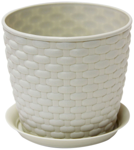 Кашпо IDEA РОТАНГ d15,5 см 2 л полипропиленовое белое с поддоном