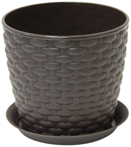 Кашпо IDEA РОТАНГ d15,5 см 2 л полипропиленовое коричневое с поддоном