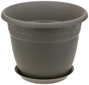 Кашпо IDEA РЯБИНА d22 см 3,6 л полипропиленовое серое с поддоном