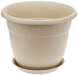 Кашпо IDEA РЯБИНА d28 см 7,5 л полипропиленовое бежевое с поддоном