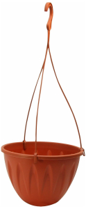 Кашпо IDEA Алиция d22 см 3 л полипропиленовое терракотовое с поддоном и подвесом