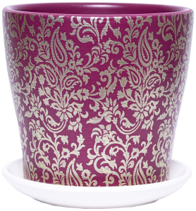 Горшок Винтаж d17 см керамический вышневый с поддоном