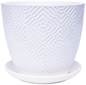 Горшок Квартет d12 см бетонный белый с поддоном