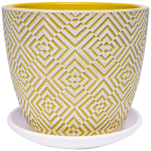 Горшок Квартет d18 см бетонный желтый с поддоном