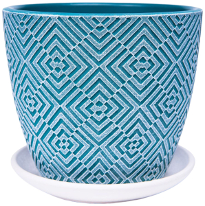 Горшок Квартет d12 см бетонный морская волна с поддоном