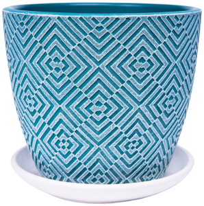 Горшок Квартет d18 см бетонный морская волна с поддоном