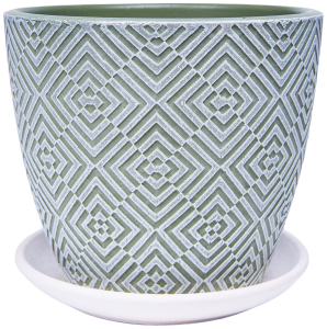 Горшок Квартет d15 см бетонный оливковый с поддоном