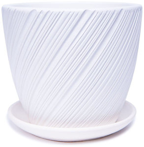 Горшок Солома d21 см бетонный белый с поддоном