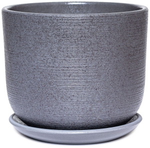 Горшок Крафт d12 см керамический серый с поддоном