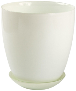 Горшок NiNaGlass №2 d13,2 см стеклянный белый с поддоном