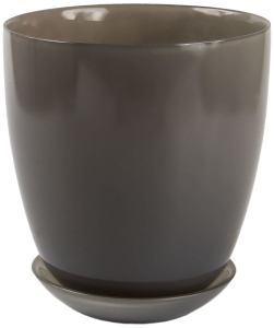 Горшок NiNaGlass №4 d15,8 см 2 л стеклянный серый с поддоном