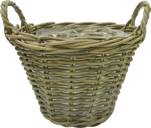 Корзина d35 см h25 см из ротанга с ручками серая