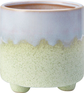 Горшок керамика белый/зеленый D10 H10 см