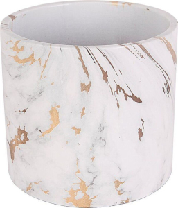 Горшок цемент белый/золотой D12 H12 см