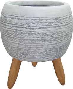 Горшок керамика с ножками серый D28 H40,5 см