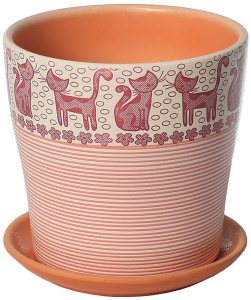Горшок Коты d17 см керамический розовый с поддоном