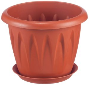 Кашпо IDEA Алиция d12 cм полипропиленовое терракотовое с поддоном