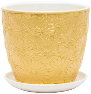 Горшок Гербера d17 см бетонный желтый с поддоном