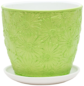 Горшок Гербера d14 см бетонный зеленый с поддоном