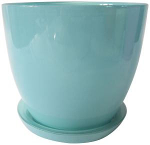 Горшок NiNaGlass Джина 4 d18 см 2,5 л стеклянный мятный с поддоном