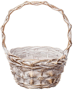 Корзина Азалия Декор d21 см ива бело-золотая