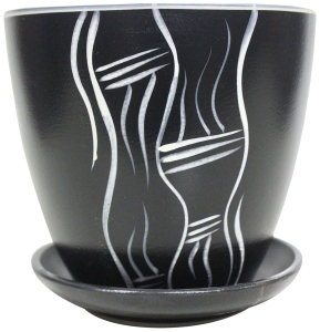 Горшок GARDEN SHOW Ночь d13,5 см 1,4 л керамический черный с поддоном