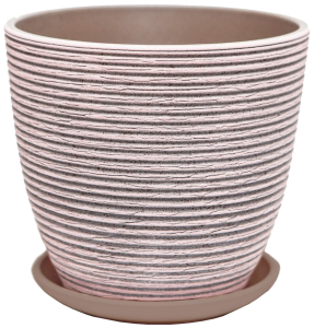 Горшок d21 см керамический розово-серый с поддоном