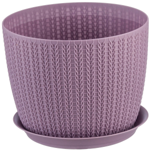 Кашпо полипропиленовое IDEA Вязание с поддоном пурпурное D21 H16,5 см