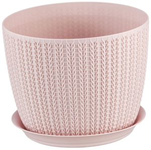 Кашпо полипропиленовое IDEA Вязание с поддоном чайная роза D21 H16,5 см