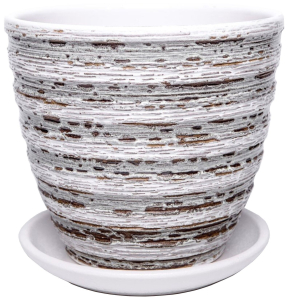 Горшок Кукушка d15 см керамический белый с подставкой