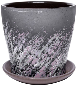 Горшок Живопись d11 см керамический черный c поддоном