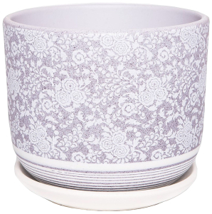 Горшок Гобелен d12 см керамический серый с поддоном