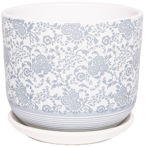 Горшок Гобелен d15 см керамический белый с поддоном