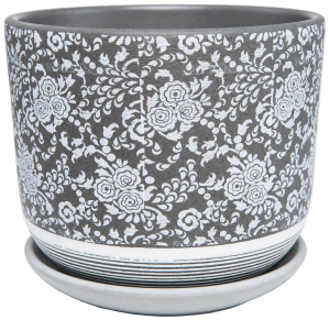 Горшок Гобелен d15 см керамический черный с поддоном