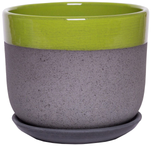 Горшок Контраст d15 см керамический зеленый с поддоном