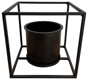 Кашпо W1 16,5х16,5 см пластиковое черное в металлическом каркасе