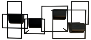 Кашпо W4 99x20x44 см пластиковое черное в металлическом каркасе