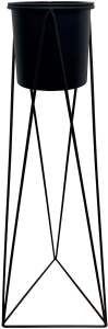 Кашпо пластиковое черное на металлической подставке H55 см